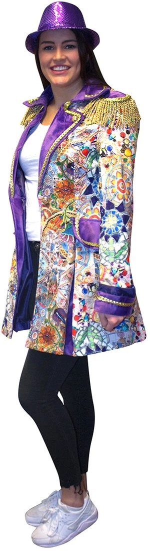 Carnavalsland Carnavalsjas Diamanten-Paars Lang Voor Dames 5 Carnavalsland Carnavalsjas Diamanten-Paars Lang Voor Dames - Afbeelding 3