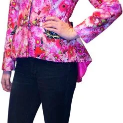 Carnavalsland Carnavalsjas Roze Bloemen-Panter Kort Voor Dames -Goedkope Feest Pracht Winkel carnavalsjas roze bloemen panter kort voor dames 3