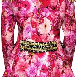 Carnavalsland Carnavalsjas Roze Bloemen-Panter Kort Voor Dames -Goedkope Feest Pracht Winkel carnavalsjas roze bloemen panter kort voor dames achterkant 2