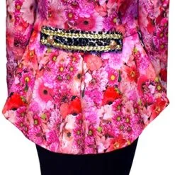 Carnavalsland Carnavalsjas Roze Bloemen-Panter Kort Voor Dames -Goedkope Feest Pracht Winkel carnavalsjas roze bloemen panter kort voor dames achterkant