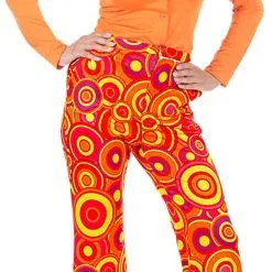 Overig Dames Disco Broek Seventies Groovy Cirkels Oranje -Goedkope Feest Pracht Winkel dames disco broek seventies groovy cirkels oranje voorbeeld 2