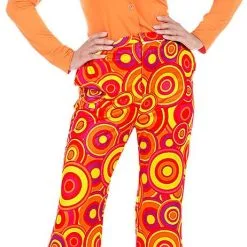 Overig Dames Disco Broek Seventies Groovy Cirkels Oranje -Goedkope Feest Pracht Winkel dames disco broek seventies groovy cirkels oranje voorbeeld