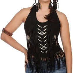 Overig Dames Topje Indiaanse / Hippie Zwart