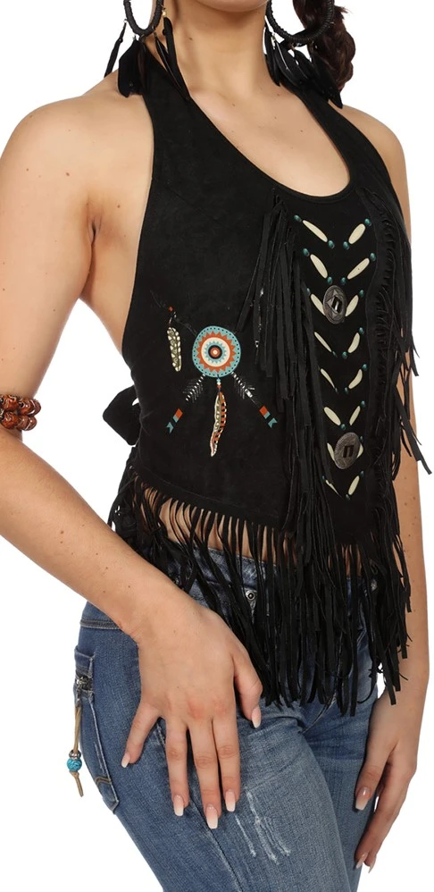 Overig Dames Topje Indiaanse / Hippie Zwart 4 Overig Dames Topje Indiaanse / Hippie Zwart - Afbeelding 2