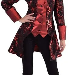 Overig Damesjas Brokaat Rood/Zwart
