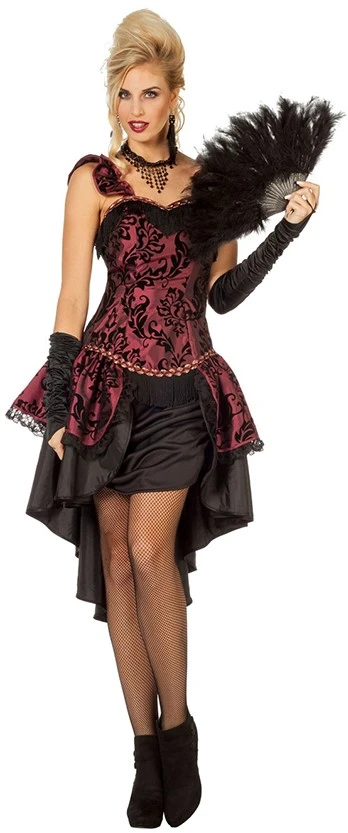 Overig Damesjurk Burlesque Bordeaux Rood/Zwart 3 Overig Damesjurk Burlesque Bordeaux Rood/Zwart