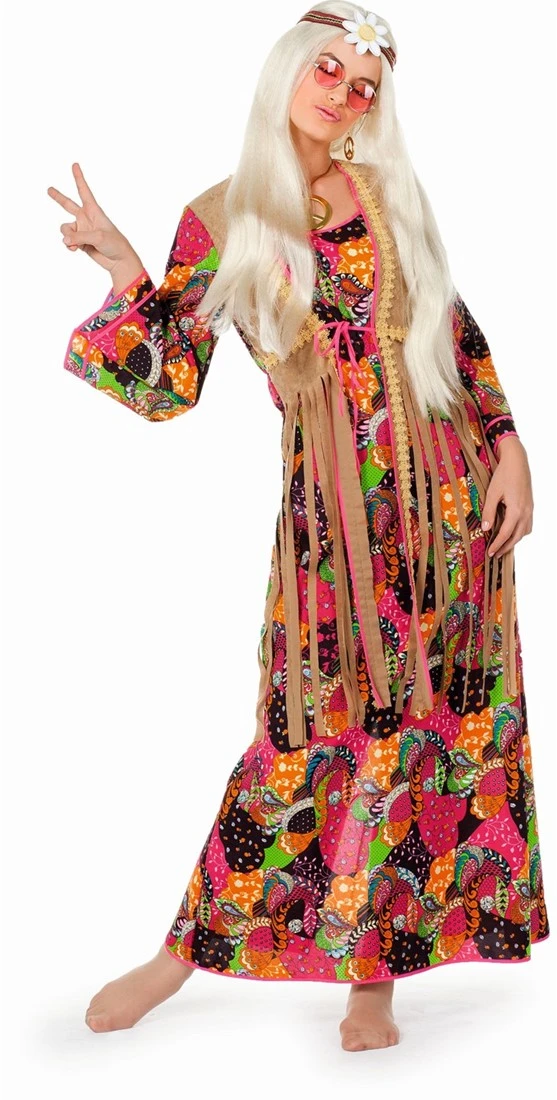 Overig Dameskostuum Hippie Long Flower Lady 3 Overig Dameskostuum Hippie Long Flower Lady