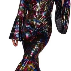 Overig Disco Jumpsuit Black Rainbow -Goedkope Feest Pracht Winkel disco jumpsuit black rainbow 1