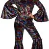 Overig Disco Jumpsuit Black Rainbow -Goedkope Feest Pracht Winkel disco jumpsuit black rainbow