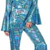 Overig Disco Jumpsuit Turquoise Rainbow -Goedkope Feest Pracht Winkel disco jumpsuit turquoise rainbow