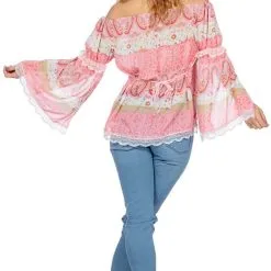 Overig Festival Top Dames Flower Power Roze -Goedkope Feest Pracht Winkel festival top dames flower power roze achterkant