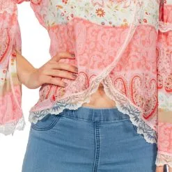 Overig Festival Top Dames Flower Power Roze -Goedkope Feest Pracht Winkel festival top dames flower power roze detail 2