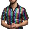 Overig Heren Disco Blouse Regenboog Diamond -Goedkope Feest Pracht Winkel heren disco blouse regenboog diamond