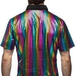 Overig Heren Disco Blouse Regenboog Diamond -Goedkope Feest Pracht Winkel heren disco blouse regenboog diamond achterkant