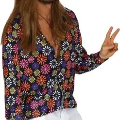 Overig Heren Disco Blouse Seventies Flower Power -Goedkope Feest Pracht Winkel heren disco blouse seventies flower power zijkant
