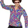 Overig Heren Disco Blouse Seventies Groovy Cirkels Blauw