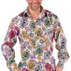 Overig Heren Disco Blouse Seventies Mexican Skulls