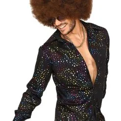 Overig Heren Disco Blouse Seventies Multi Dots -Goedkope Feest Pracht Winkel heren disco blouse seventies multi dots zijkant