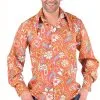 Overig Heren Disco Blouse Seventies Paisley Bruin/Oranje -Goedkope Feest Pracht Winkel heren disco blouse seventies paisley bruin oranje