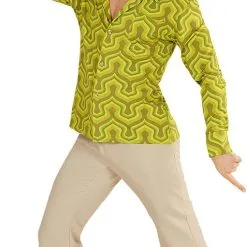 Overig Heren Disco Blouse Seventies Retro Groen -Goedkope Feest Pracht Winkel heren disco blouse seventies retro groen 2