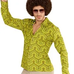 Overig Heren Disco Blouse Seventies Retro Groen