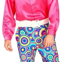 Overig Heren Disco Broek Seventies Groovy Cirkels Blauw -Goedkope Feest Pracht Winkel heren disco broek seventies groovy cirkels blauw 1