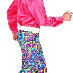 Overig Heren Disco Broek Seventies Groovy Cirkels Blauw -Goedkope Feest Pracht Winkel heren disco broek seventies groovy cirkels blauw zijkant