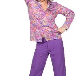 Overig Heren Hippie Blouse Flower Power Paars -Goedkope Feest Pracht Winkel heren hippie blouse flower power paars 1
