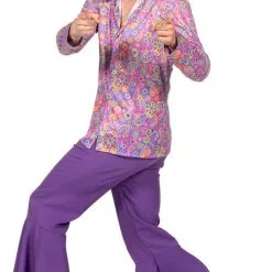 Overig Heren Hippie Blouse Flower Power Paars -Goedkope Feest Pracht Winkel heren hippie blouse flower power paars zijkant