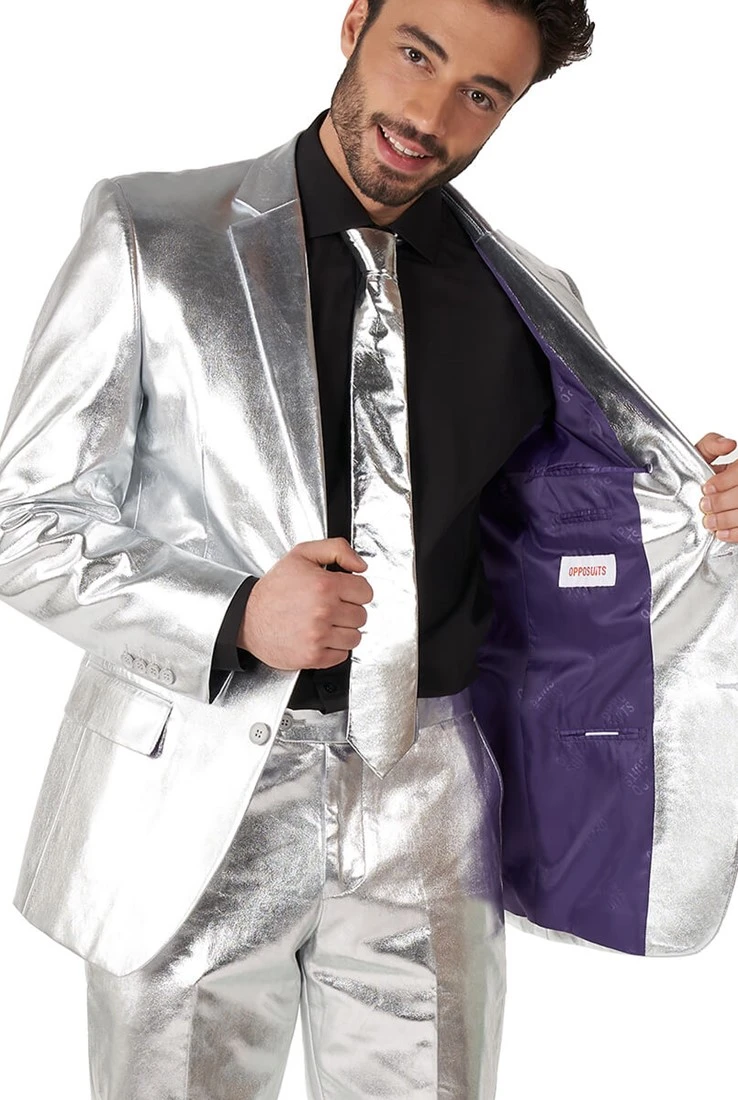 Herenkostuum OppoSuits Shiny Silver 5 Herenkostuum OppoSuits Shiny Silver - Afbeelding 3