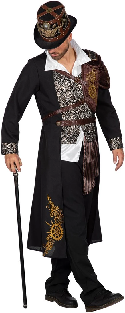 Overig Herenkostuum Steampunk Zwart Luxe 4 Overig Herenkostuum Steampunk Zwart Luxe - Afbeelding 2