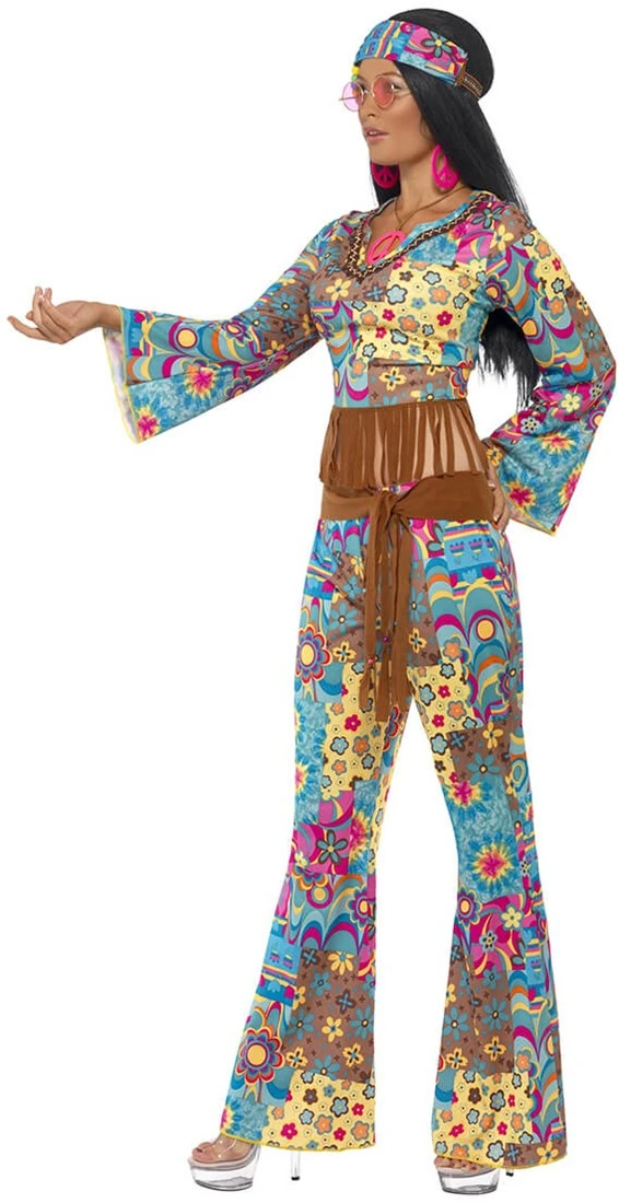 Overig Hippie Outfit Dames Flower Power 4 Overig Hippie Outfit Dames Flower Power - Afbeelding 2