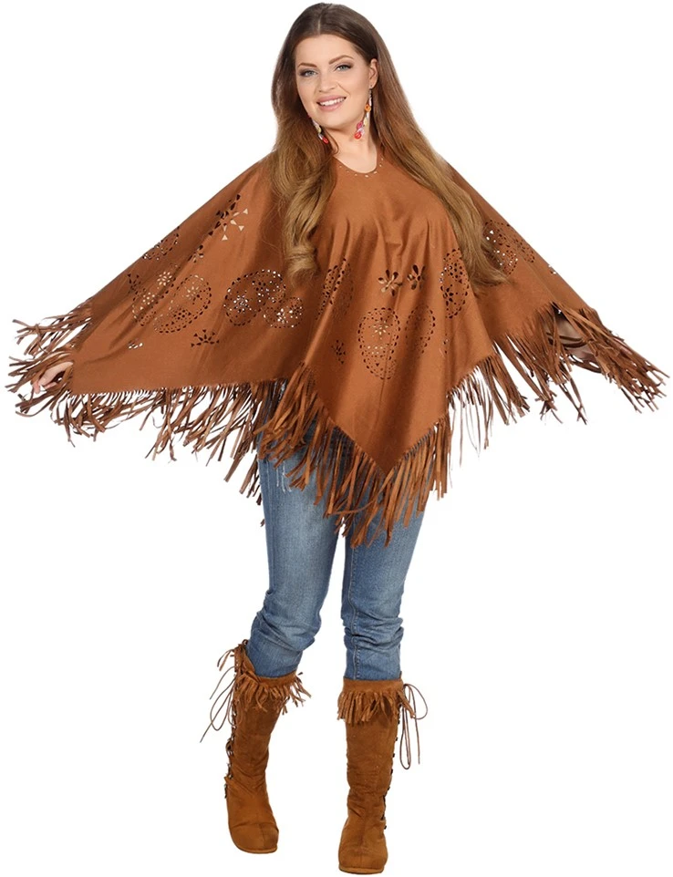 Overig Hippie Poncho Bruin Voor Dames 3 Overig Hippie Poncho Bruin Voor Dames