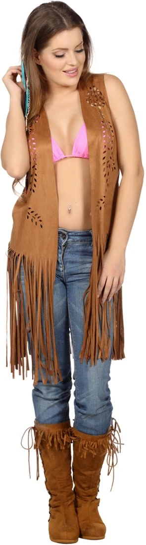 Overig Hippie Vest Lang Bruin Voor Dames 3 Overig Hippie Vest Lang Bruin Voor Dames