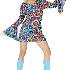 Overig Jurkje Disco Seventies Groovy Cirkels Blauw -Goedkope Feest Pracht Winkel jurkje disco seventies groovy cirkels blauw 2