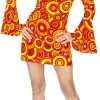 Overig Jurkje Disco Seventies Groovy Cirkels Oranje -Goedkope Feest Pracht Winkel jurkje disco seventies groovy cirkels oranje