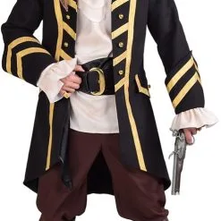 Overig Luxe Heren Piratenjas Wool-like Zwart-Goud Luxe