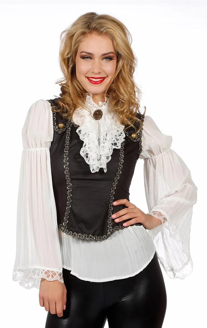 Overig Luxe Piratenblouse Ecru Met Top Voor Dames 3 Overig Luxe Piratenblouse Ecru Met Top Voor Dames