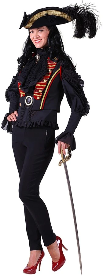 Overig Piraten/Steampunk Damesvest Zwart-Rood Luxe 4 Overig Piraten/Steampunk Damesvest Zwart-Rood Luxe - Afbeelding 2