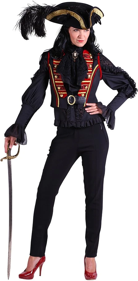 Overig Piraten/Steampunk Damesvest Zwart-Rood Luxe 3 Overig Piraten/Steampunk Damesvest Zwart-Rood Luxe