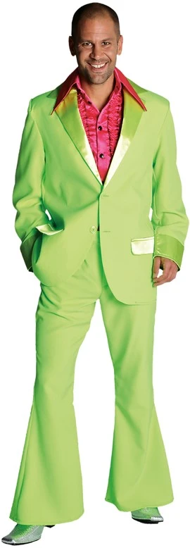 Overig Seventies Kostuum Heer Neon Groen 3 Overig Seventies Kostuum Heer Neon Groen