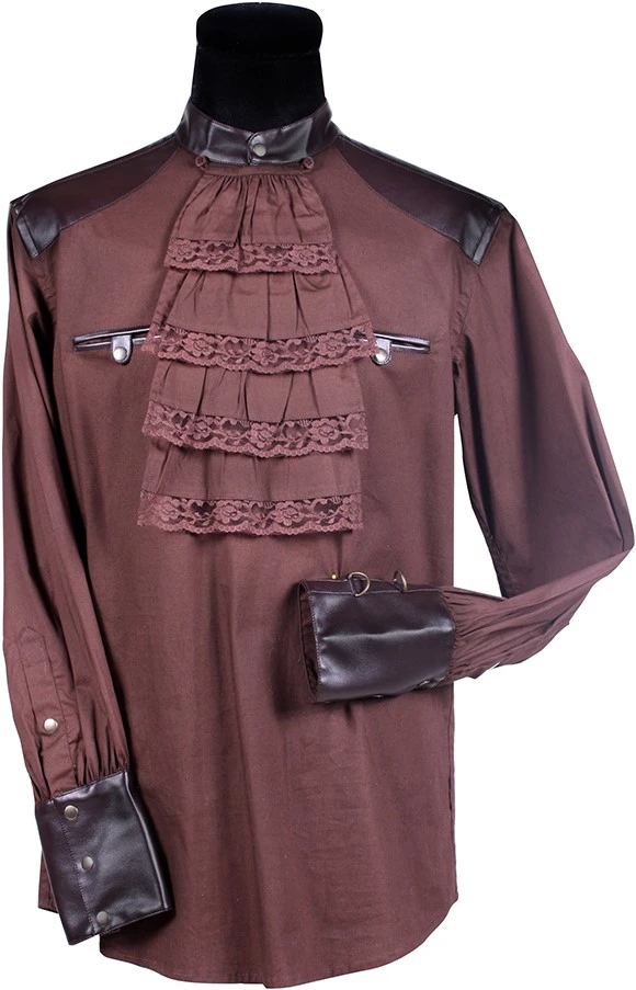 Overig Steampunk Blouse Luxe Bruin Voor Heren 3 Overig Steampunk Blouse Luxe Bruin Voor Heren