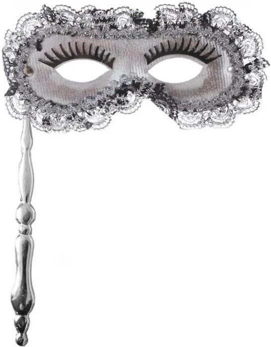 Overig Venetiaans Masker Zilver Op Stokje 3 Overig Venetiaans Masker Zilver Op Stokje